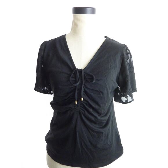 Michael Kors V Neck Top with Lace Sleeves M - Picture 1 of 5